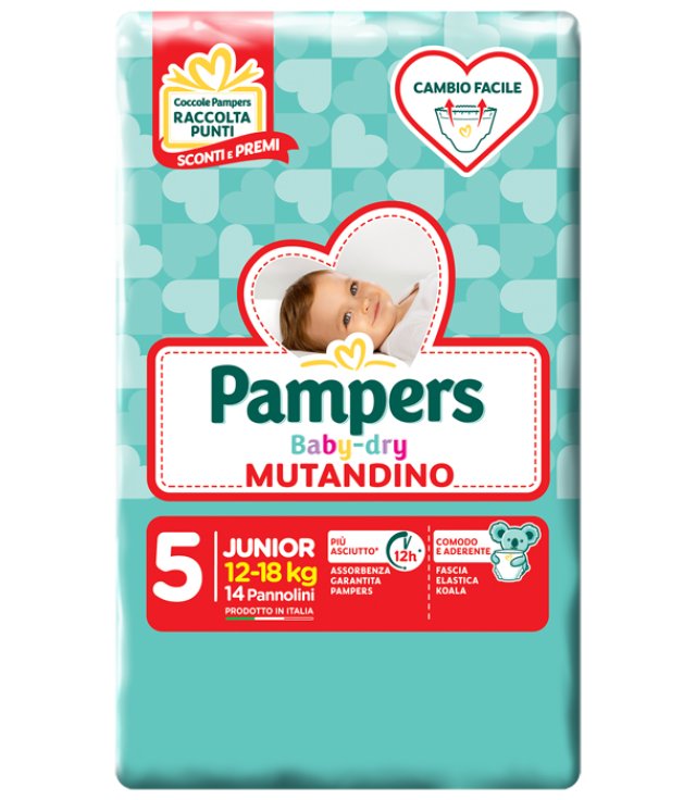 PANNOLINO A MUTANDINA PAMPERS BABY DRY JUNIOR SMALL PACK 14PEZZI