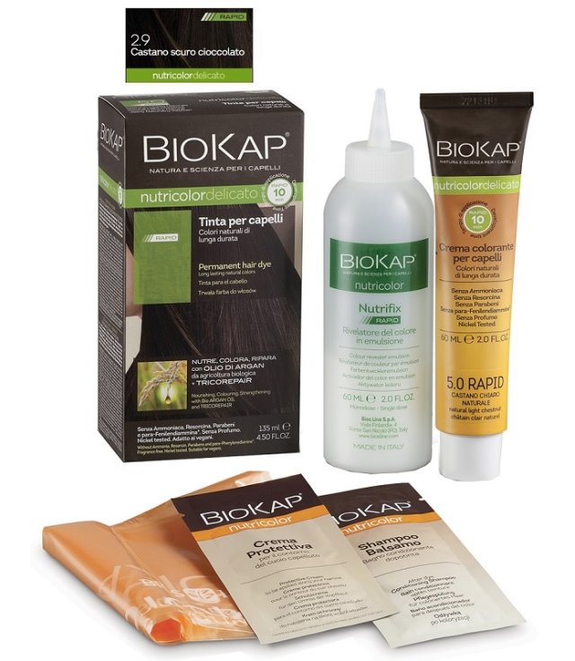 BIOS LINE  BIOKAP NUTRICOLOR DELICATO RAPID TINTA 2,9 CASTAN O SCURO CIOCCOLATO 135 ML