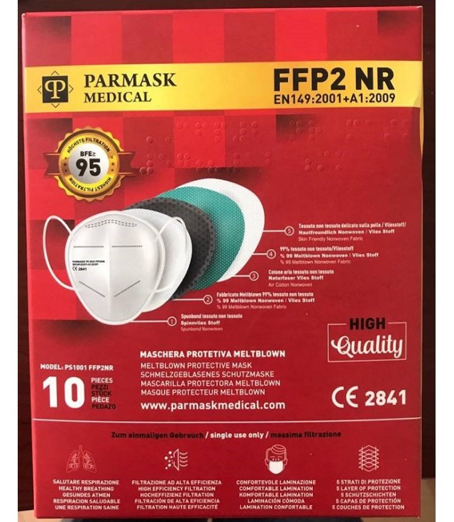 MASCHERINA FFP2 PS1001 BIANCO 10 PEZZI