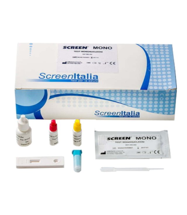 SCREEN TEST RAPIDO SCREEN TEST MONONUCLEOSI INDIVIDUAZIONE QUALITATIVA ANTICORPI ETEROFILI IN SANGUE INTERO/SIERO/PLASMAMEDIANTE IMMUNOCROMATOGRAFIA 25 PEZZI