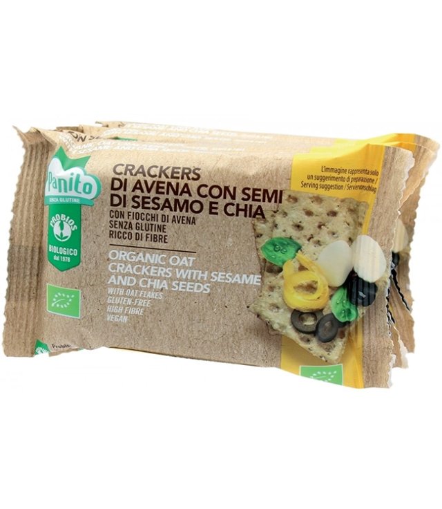PANITO CRACKERS DI AVENA CON SEMI DI SESAMO E CHIA BIO 4 PEZZI DA 35 G PANITO CRACKERS DI AVENA CON SEMI DI SESAMO E CHIA BIO 4 PEZZI DA 35 G