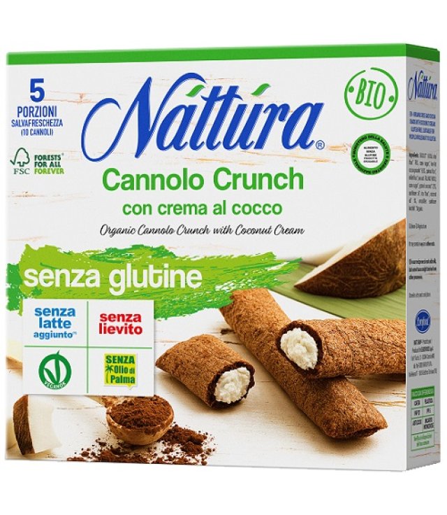 NATTURA CANNOLO CRUNCH CON CREMA AL COCCO BIO 5 PEZZI DA 25G