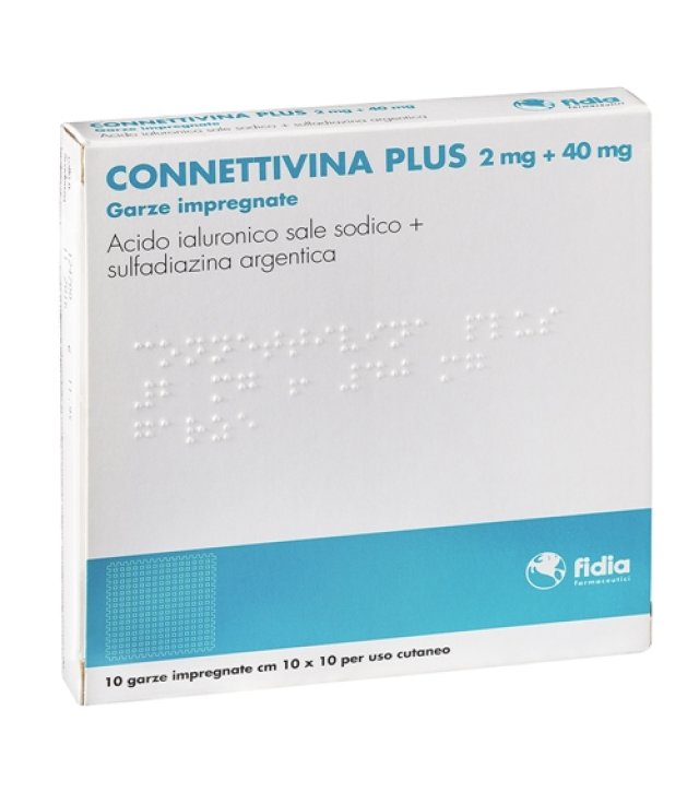 CONNETTIVINA PLUS*10 garze 2 mg + 40 mg 10 cm x 10 cm