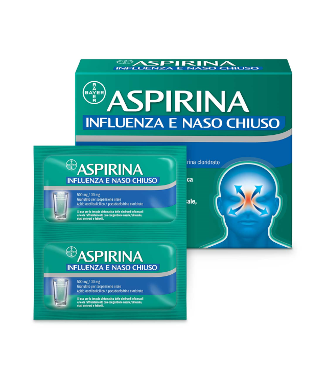 ASPIRINA INFLUENZA E NASO CHIUSO*OS 10 bust 500 mg + 30 mg