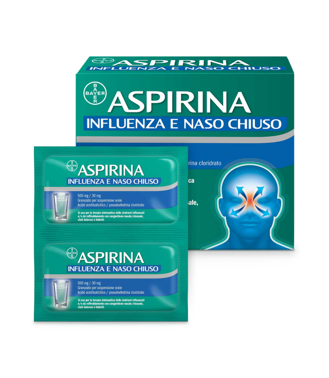 ASPIRINA INFLUENZA E NASO CHIUSO*OS 20 bust 500 mg + 30 mg
