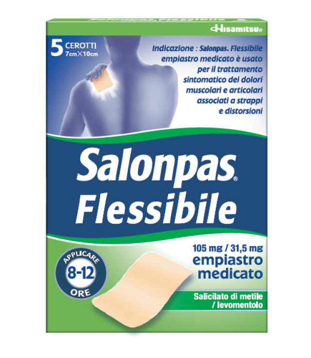 SALONPAS FLESSIBILE*5 empiastri in bustina 105 mg + 31,5 mg7 x 10 cm